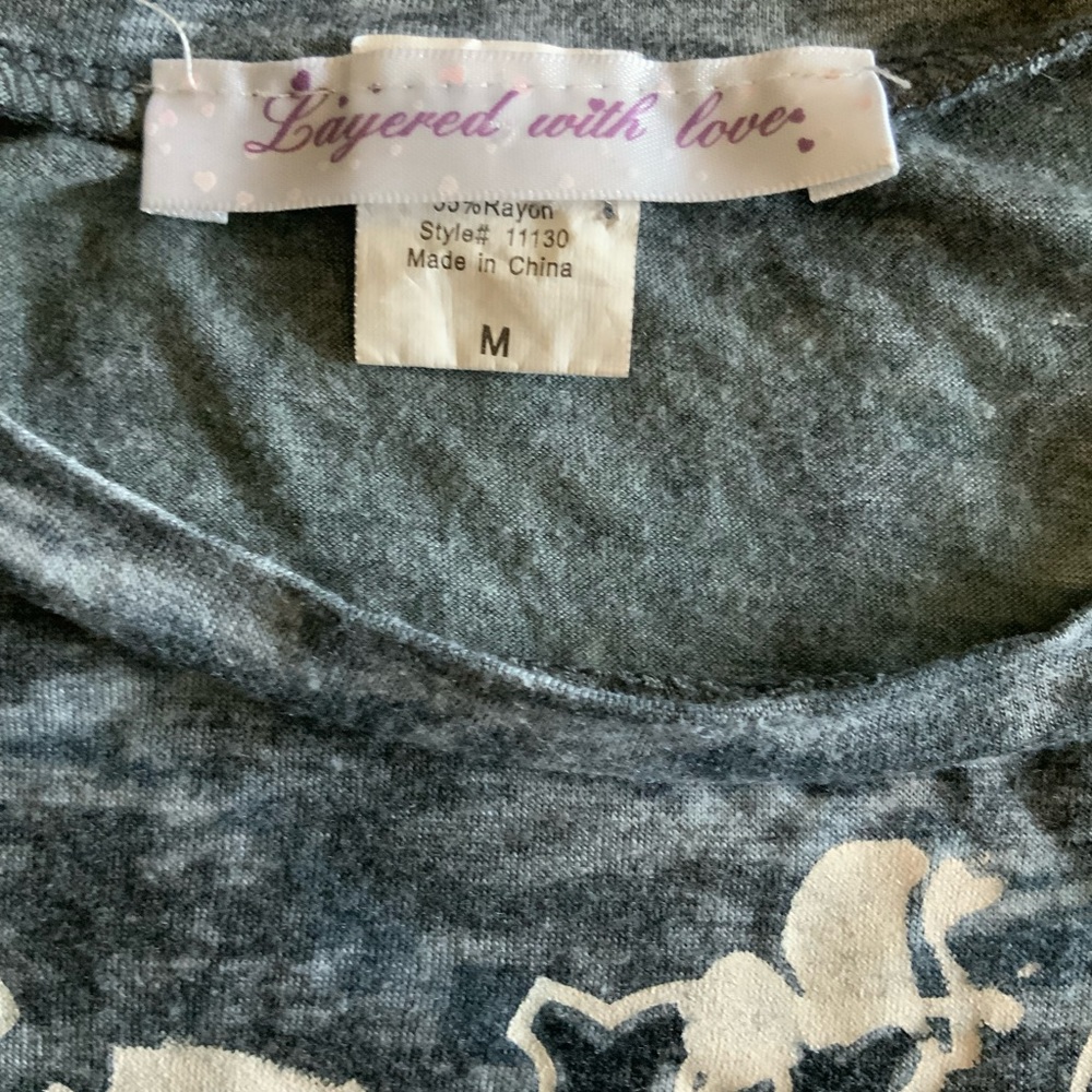 Layered With Love gray burnout crown graphic long sleeve t shirt size medium - Picture 5 of 5